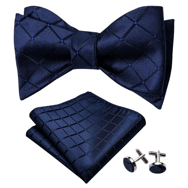 Blue Squares Bow Tie Set bow tie - Sophisticated Gentlemen