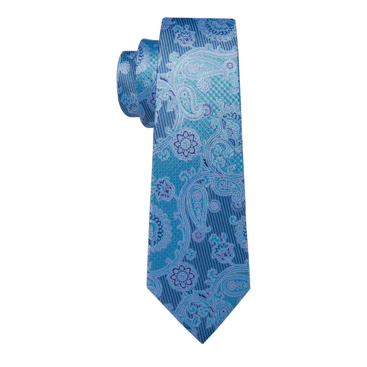 Light Blue Jacquard Paisley Tie, Pocket Square and Cufflinks Set tie sets    - Sophisticated Gentlemen