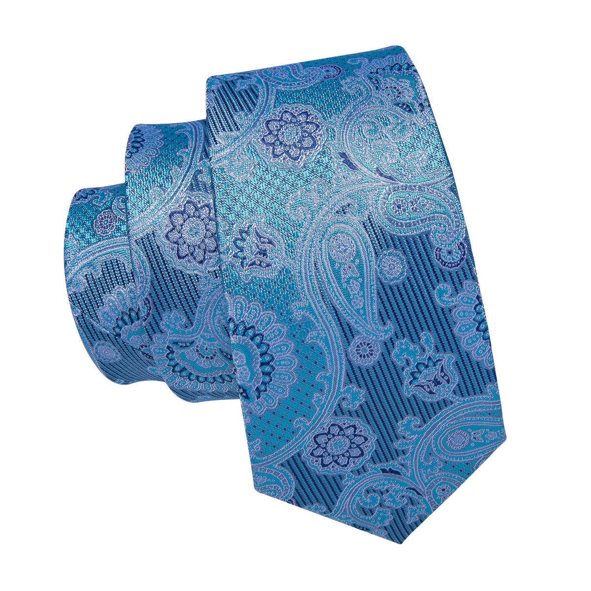 Light Blue Jacquard Paisley Tie, Pocket Square and Cufflinks Set tie sets    - Sophisticated Gentlemen