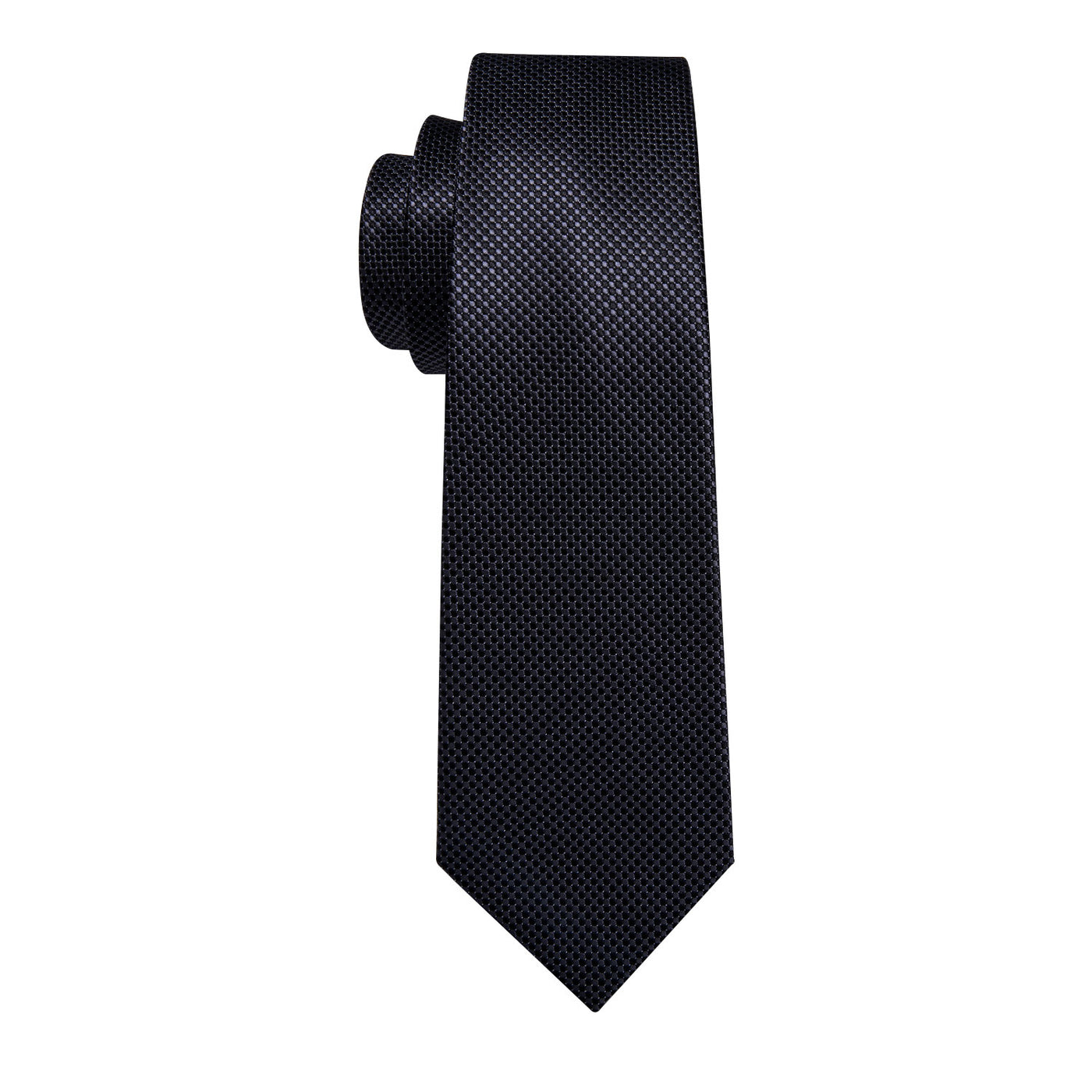 Black Micro-Textured Silk Tie, Pocket Square & Cufflinks Set