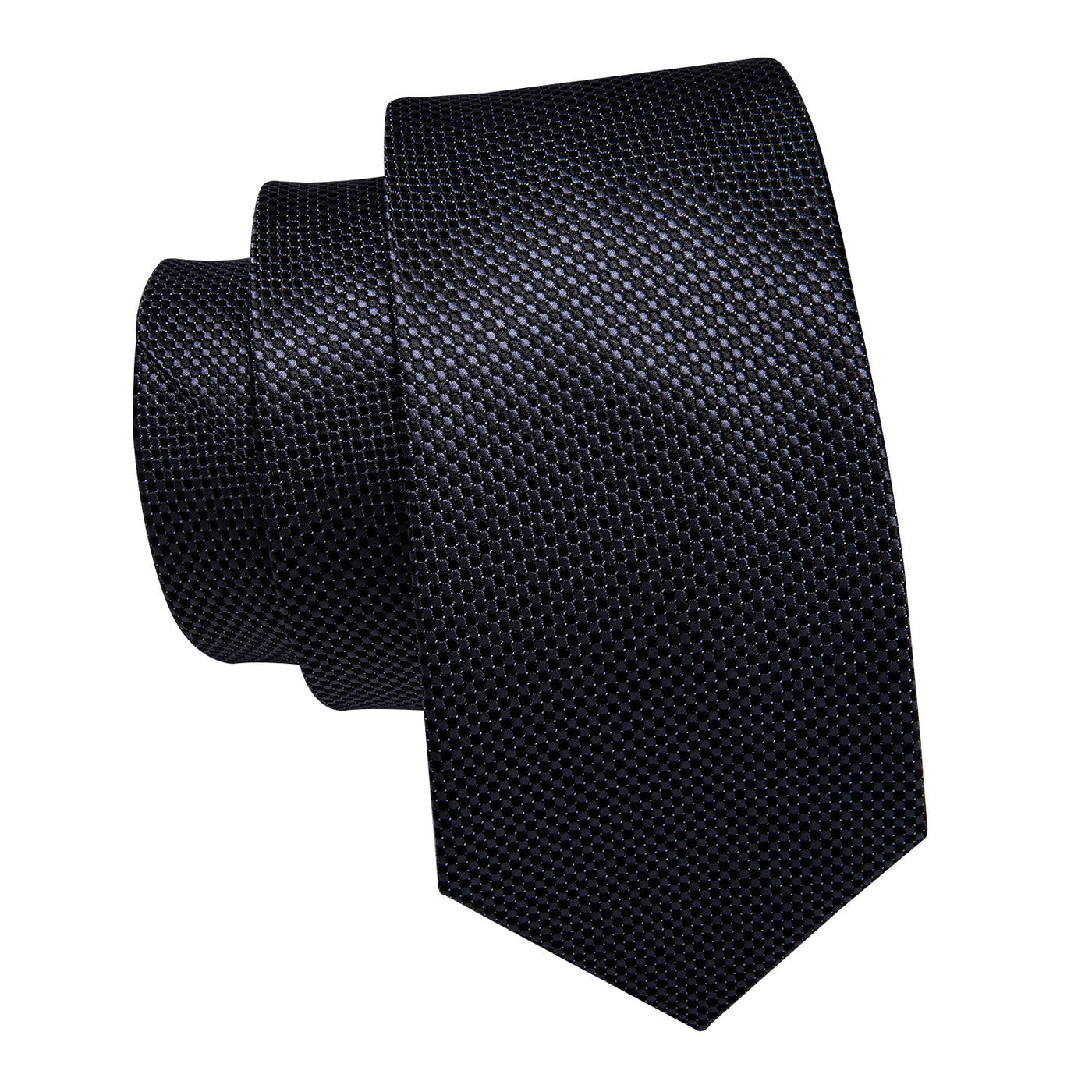 Black Micro-Textured Silk Tie, Pocket Square & Cufflinks Set