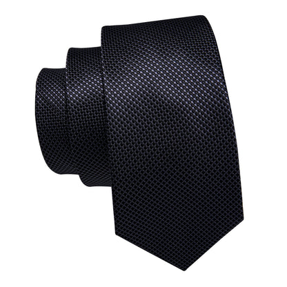 Black Micro-Textured Silk Tie, Pocket Square & Cufflinks Set