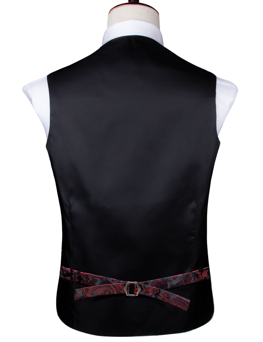 Scarlet & Ebony Paisley Silk Vest Set vest set - Sophisticated Gentlemen