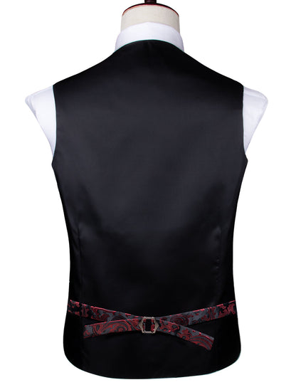 Scarlet & Ebony Paisley Silk Vest Set vest set - Sophisticated Gentlemen
