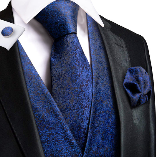 Midnight Bloom Floral Silk Vest Set vest set S (Chest 40") - Sophisticated Gentlemen