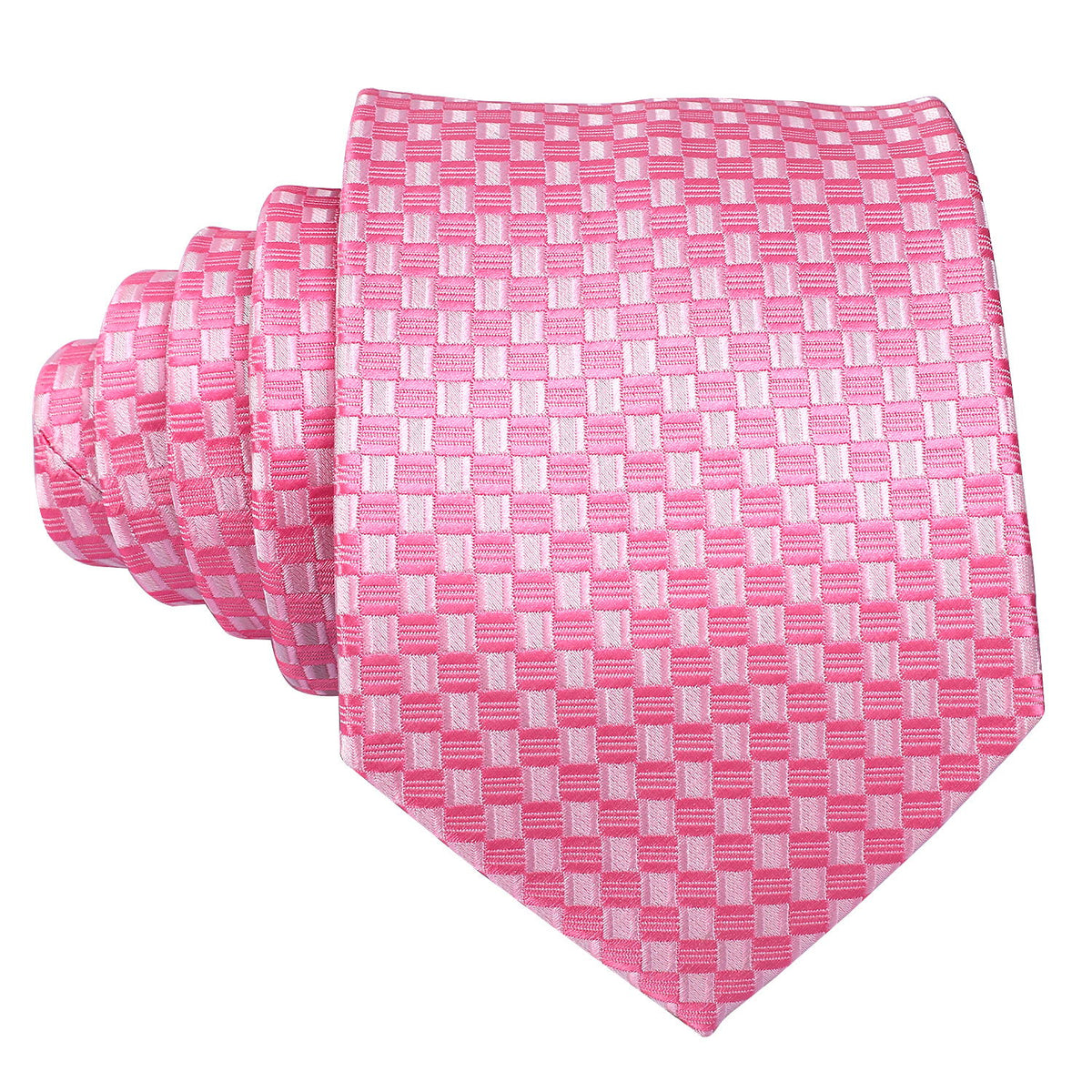 Pink Plaid Silk Tie, Pocket Square and Cufflinks Set tie sets    - Sophisticated Gentlemen