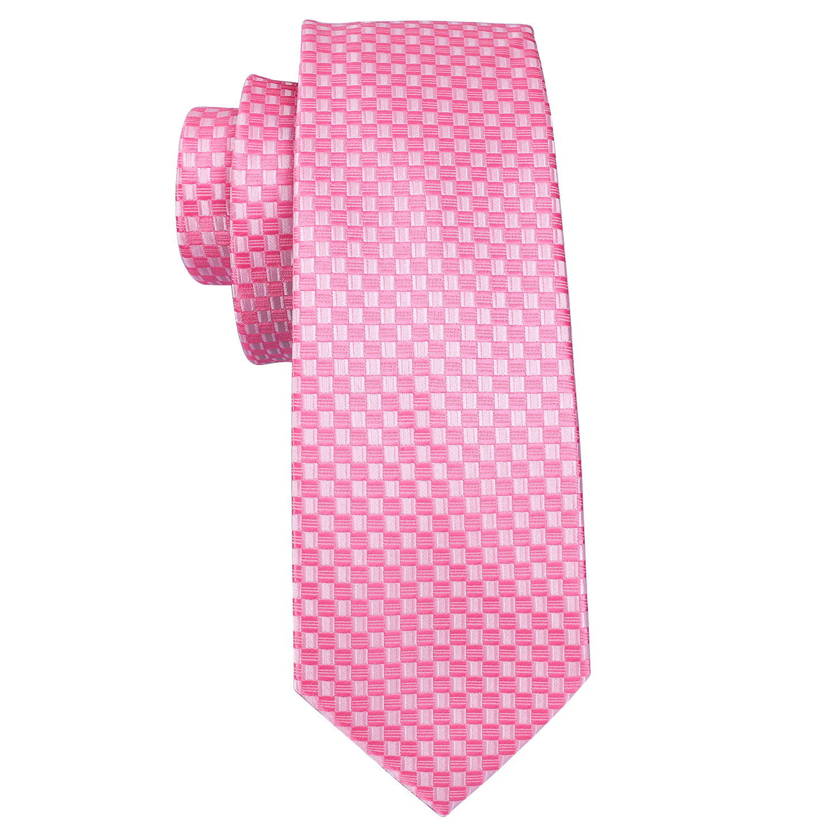 Pink Plaid Silk Tie, Pocket Square and Cufflinks Set tie sets    - Sophisticated Gentlemen