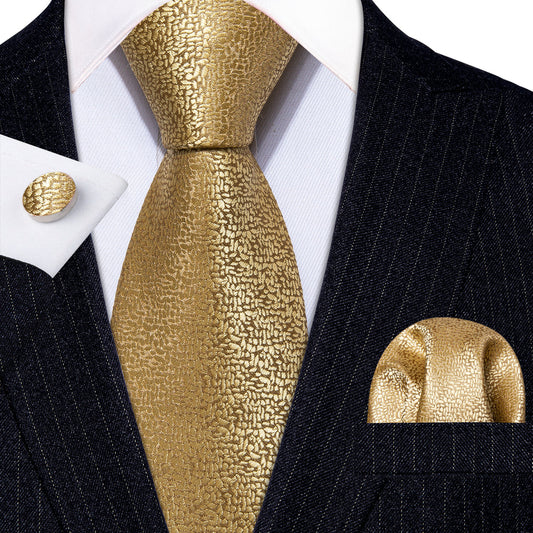 Elegant Gold Champagne Silk Tie Set tie sets - Sophisticated Gentlemen