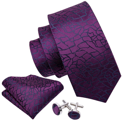 Purple Black Plaid Tie, Pocket Square and Cufflinks Set tie sets    - Sophisticated Gentlemen