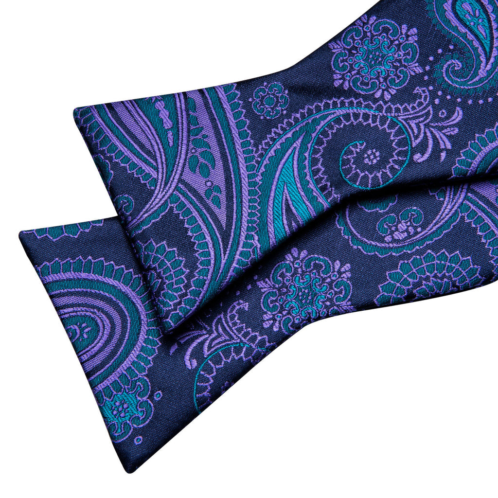 Blue Coral Paisley Bow Tie Set bow ties    - Sophisticated Gentlemen