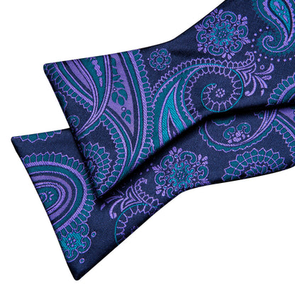 Blue Coral Paisley Bow Tie Set bow ties    - Sophisticated Gentlemen