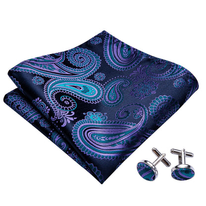 Blue Coral Paisley Bow Tie Set bow ties    - Sophisticated Gentlemen