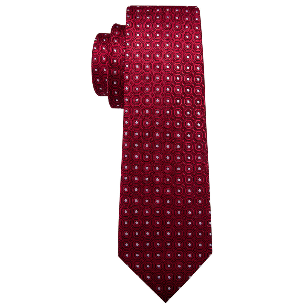 Red & White Polka Dot Silk Tie, Pocket Square & Cufflinks Set tie sets - Sophisticated Gentlemen