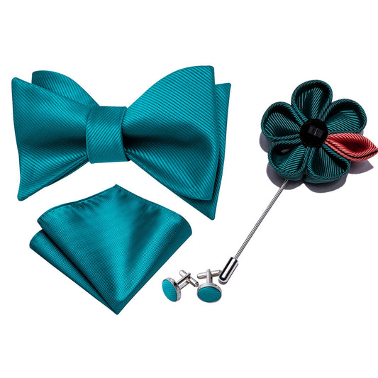 Blue Solid Bow Tie Set bow ties    - Sophisticated Gentlemen