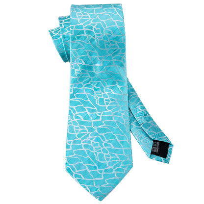Dark Turquoise Blue Novelty Silk Tie, Pocket Square and Cufflinks Set tie sets    - Sophisticated Gentlemen