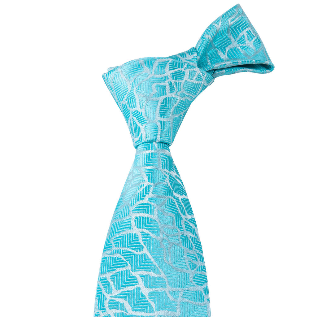 Dark Turquoise Blue Novelty Silk Tie, Pocket Square and Cufflinks Set tie sets    - Sophisticated Gentlemen