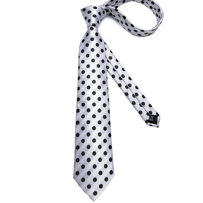 Black & White Polka Dot Tie, Pocket Square and Cufflinks tie sets - Sophisticated Gentlemen