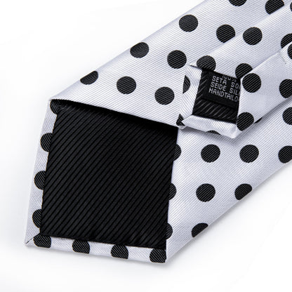 Black & White Polka Dot Tie, Pocket Square and Cufflinks tie sets - Sophisticated Gentlemen