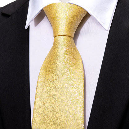 Golden Solid Silk Tie, Pocket Square and Cufflinks Set tie sets    - Sophisticated Gentlemen