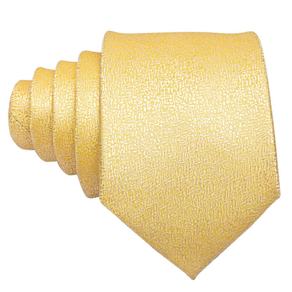 Golden Solid Silk Tie, Pocket Square and Cufflinks Set tie sets    - Sophisticated Gentlemen