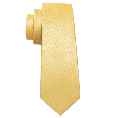 Golden Solid Silk Tie, Pocket Square and Cufflinks Set tie sets    - Sophisticated Gentlemen