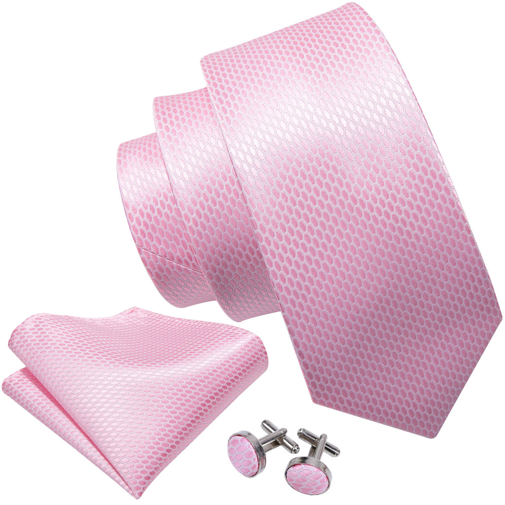 Pink Solid Tie, Pocket Square and Cufflinks Set tie sets    - Sophisticated Gentlemen