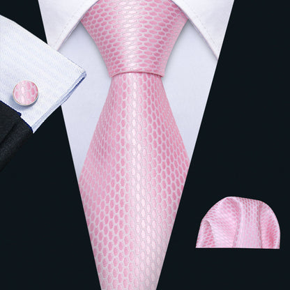 Pink Solid Tie, Pocket Square and Cufflinks Set tie sets    - Sophisticated Gentlemen