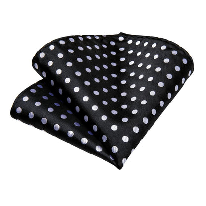 Black & White Polka Dot Silk Tie, Pocket Square & Cufflinks Set tie sets - Sophisticated Gentlemen