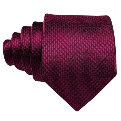Red Geometric Polka Dot Tie, Pocket Square and Cufflinks Set tie sets    - Sophisticated Gentlemen