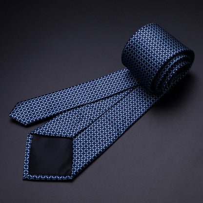 Dark Blue Plaid Tie, Pocket Square and Cufflinks Set tie sets    - Sophisticated Gentlemen