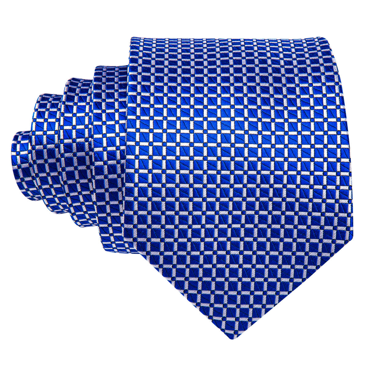 Modern Blue Plaid Silk Tie Set with Pocket Square and Cufflinks tie sets - Sophisticated Gentlemen