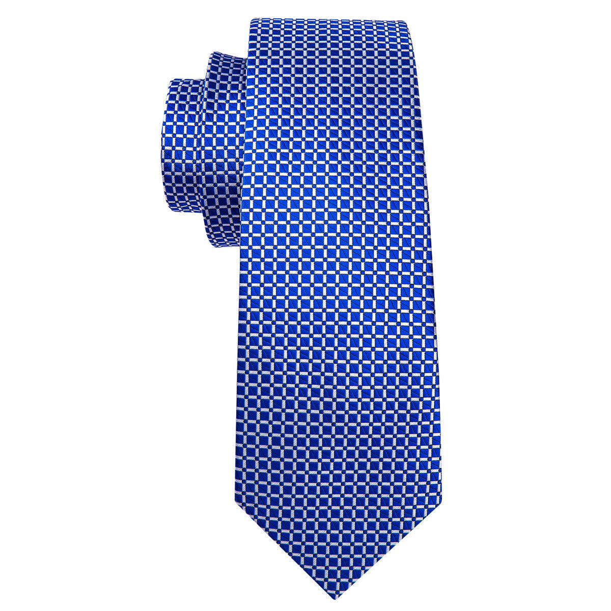 Modern Blue Plaid Silk Tie Set with Pocket Square and Cufflinks tie sets - Sophisticated Gentlemen