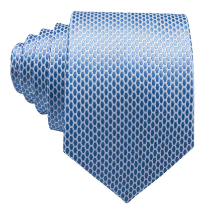 Sky Blue Geometric Tie, Pocket Square and Cufflinks Set tie sets    - Sophisticated Gentlemen