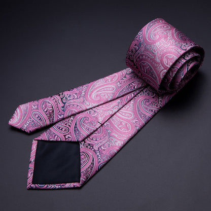 Blush Pink Paisley Silk Tie, Pocket Square & Cufflinks Set tie sets - Sophisticated Gentlemen