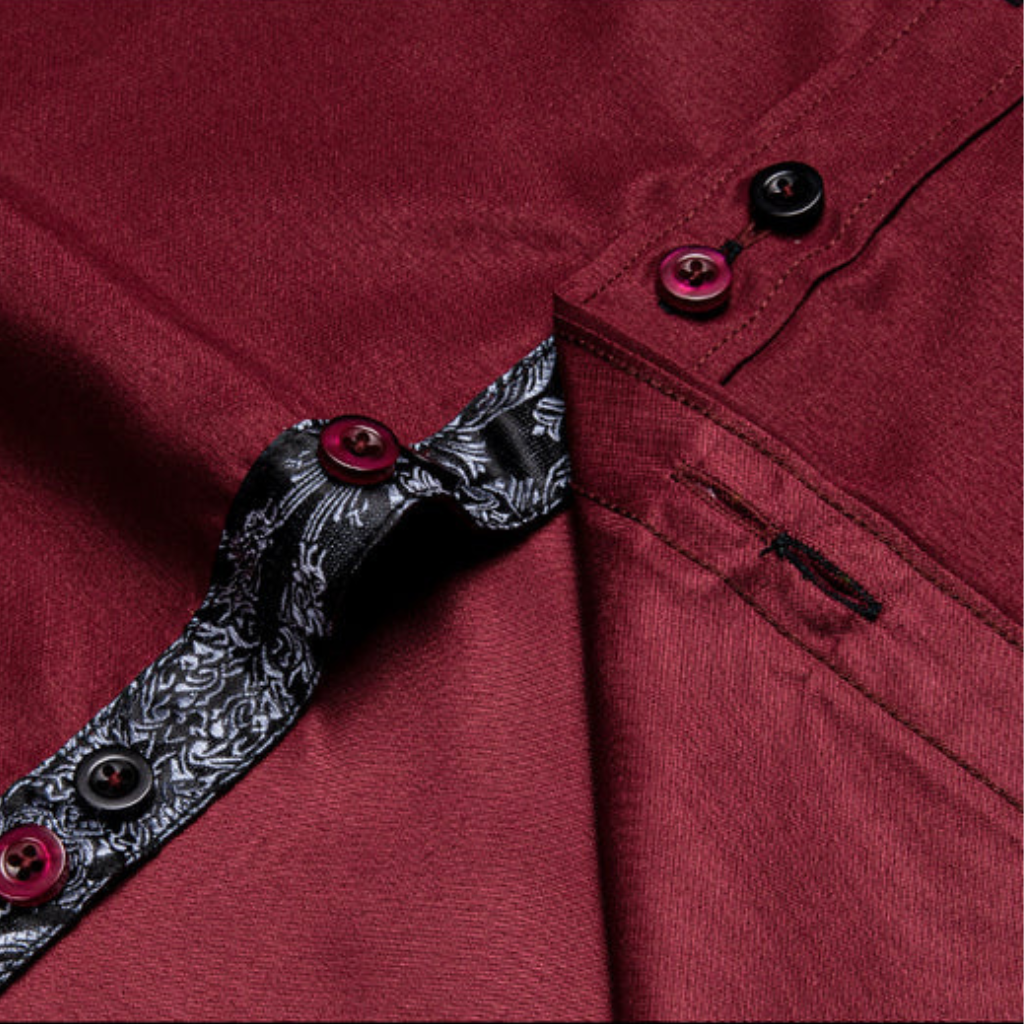 Burgundy Shirt With Black Paisley Accent Sophisticated Gentlemen Burgundy Shirt With Black Paisley Accent Sophisticated Gentlemen
