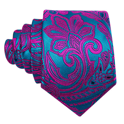 Red Blue Paisley Tie, Pocket Square and Cufflinks Set tie sets    - Sophisticated Gentlemen