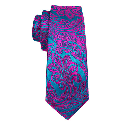 Red Blue Paisley Tie, Pocket Square and Cufflinks Set tie sets    - Sophisticated Gentlemen