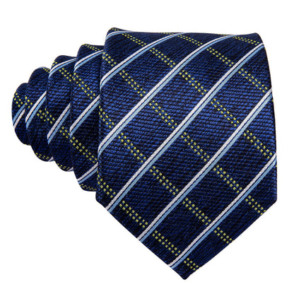 Royal Blue Plaid Tie, Pocket Square and Cufflinks Set tie sets    - Sophisticated Gentlemen