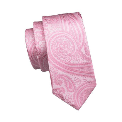 Pink Paisley Tie, Pocket Square and Cufflinks Set tie sets    - Sophisticated Gentlemen