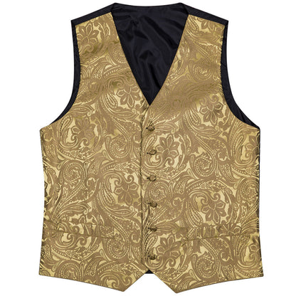Floral Golden Silk Vest Set vest set    - Sophisticated Gentlemen
