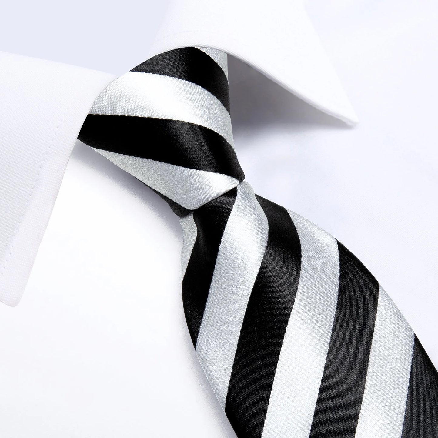 Black and White Striped Tie Set tie set - Sophisticated Gentlemen