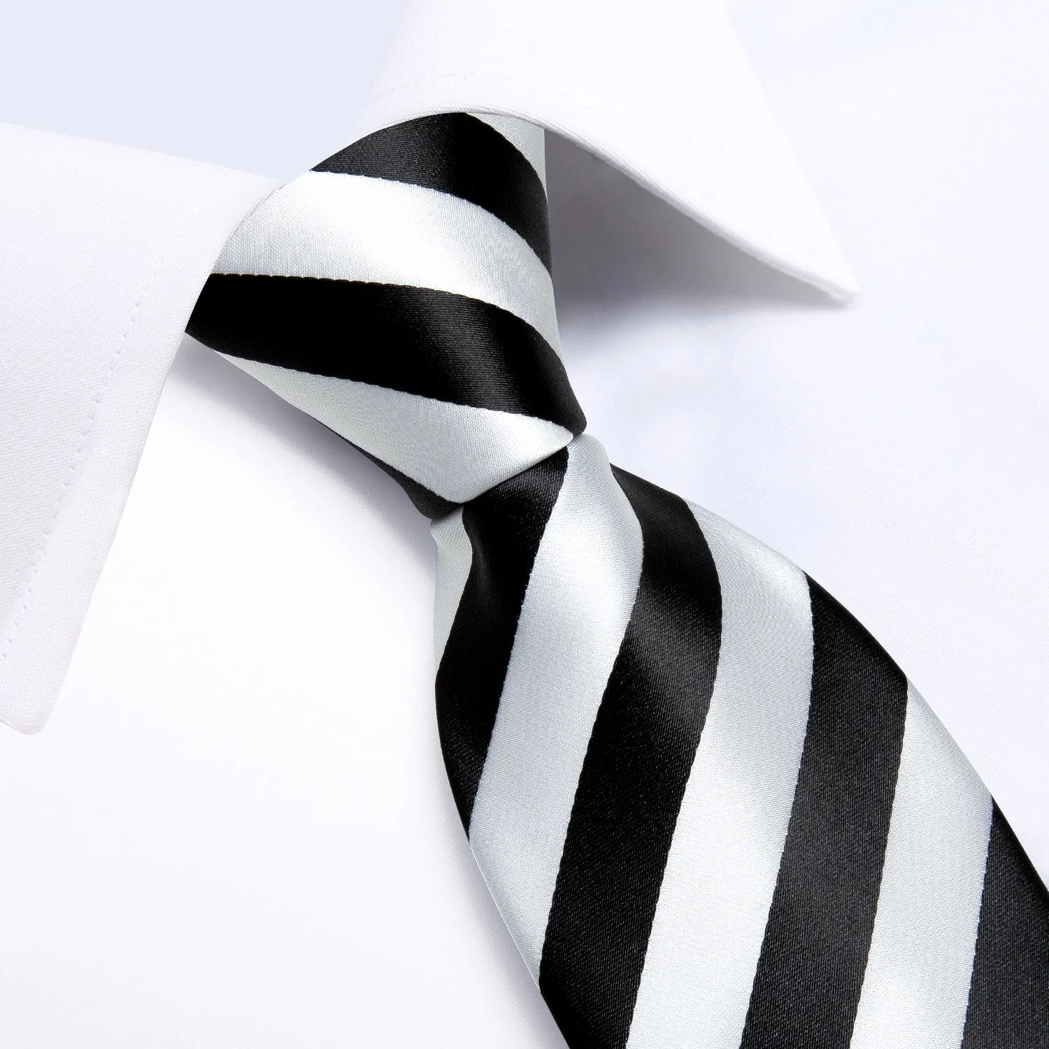 Black and White Striped Tie Set tie set - Sophisticated Gentlemen