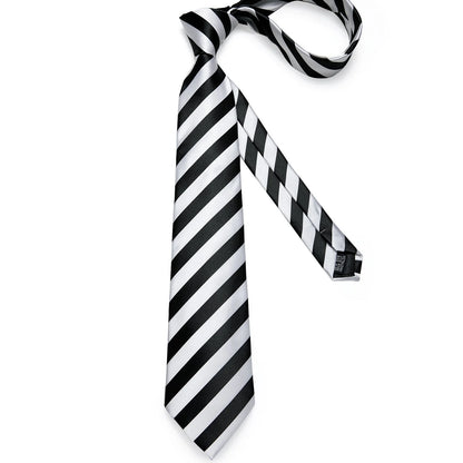 Black and White Striped Tie Set tie set - Sophisticated Gentlemen