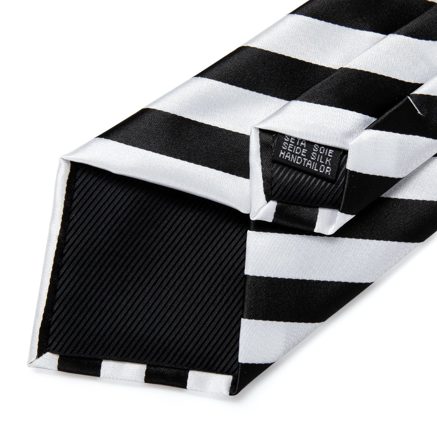 Black and White Striped Tie Set tie set - Sophisticated Gentlemen