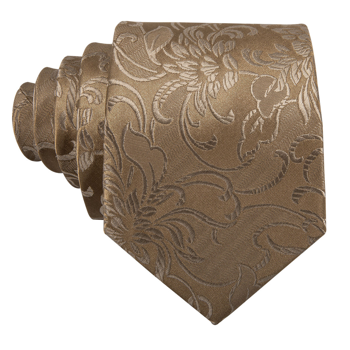 Champagne Gold Floral Silk Tie, Pocket Square & Cufflinks Set tie sets - Sophisticated Gentlemen