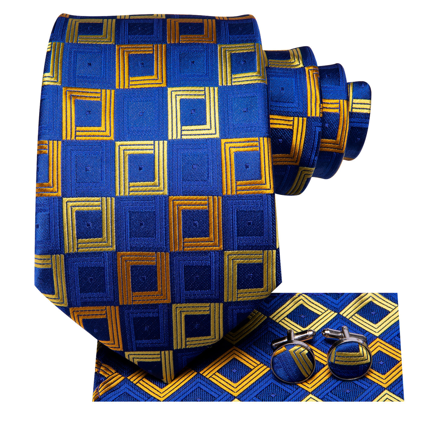 Golden Windows Tie, Pocket Square and Cufflinks tie sets - Sophisticated Gentlemen
