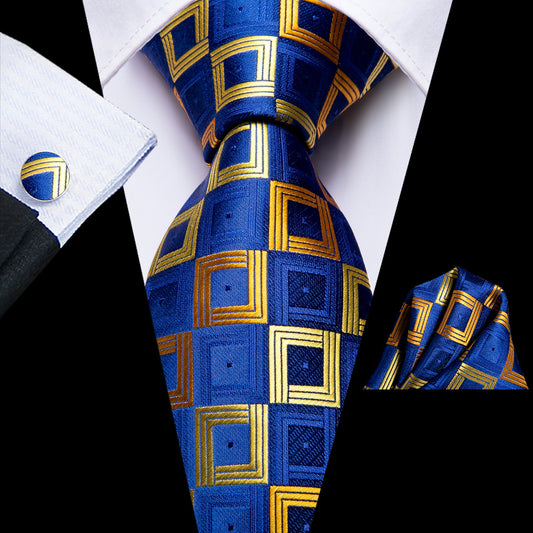Golden Windows Tie, Pocket Square and Cufflinks tie sets - Sophisticated Gentlemen