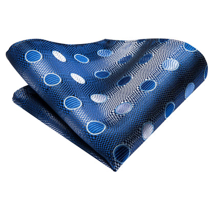 Royal Blue Polka Dot Silk Tie Set with Pocket Square & Cufflinks tie sets - Sophisticated Gentlemen