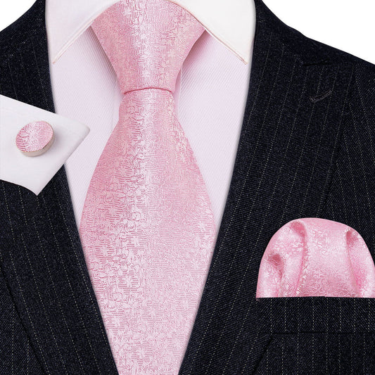 Light Pink Floral Tie, Pocket Square and Cufflinks Set tie sets    - Sophisticated Gentlemen