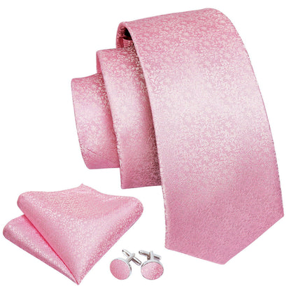 Light Pink Floral Tie, Pocket Square and Cufflinks Set tie sets    - Sophisticated Gentlemen
